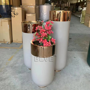 BLVE Spot Wholesale Indoor Hotel Decoration Modern Metal Planters Furniture White Stainless Steel Flower Pots