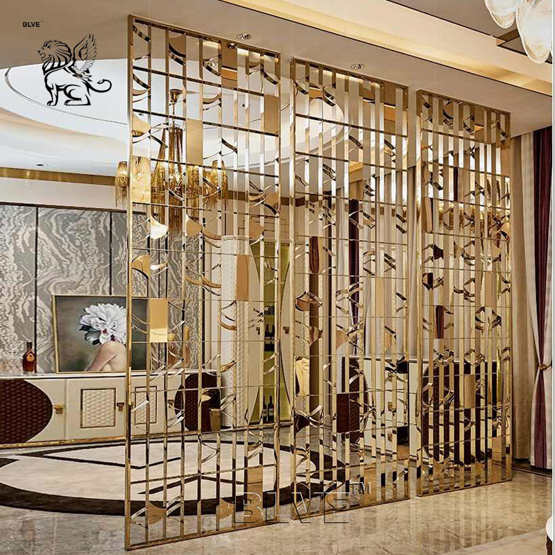 BLVE Stainless Steel Divider Laser Cut Privacy Screen Panels Indoor Decorative Room Divider Screen