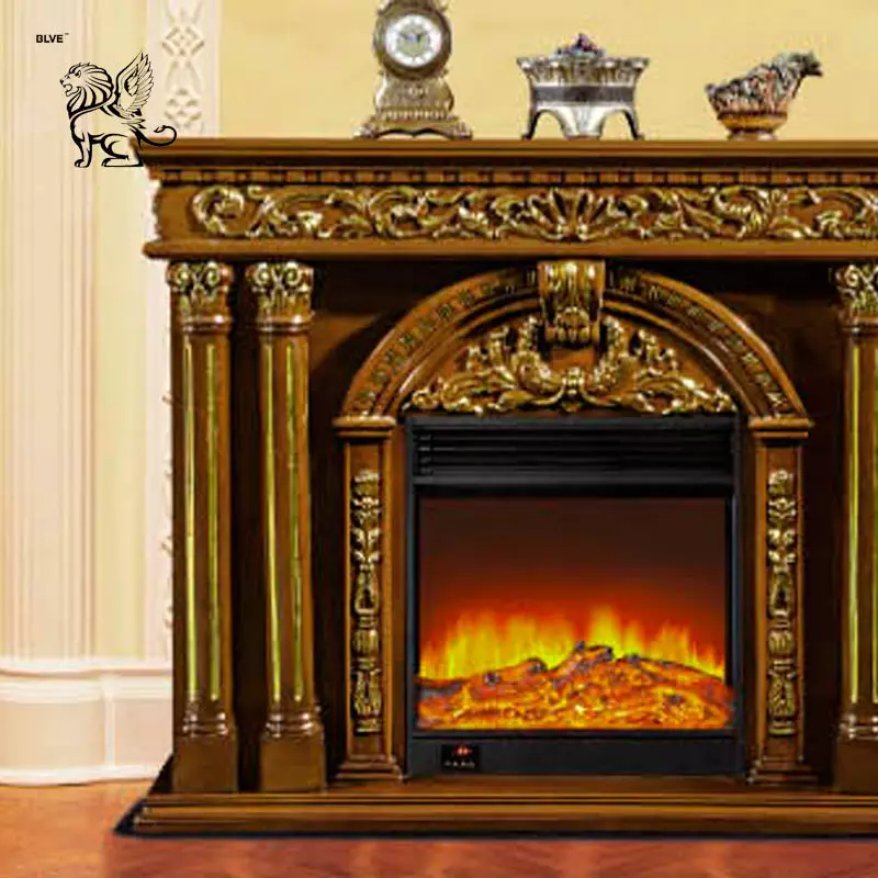 BLVE Factory Stock Modern Home Decor Hand Made Freestanding Fireplace Mantel Smokeless Faux Wood Fireplace Design