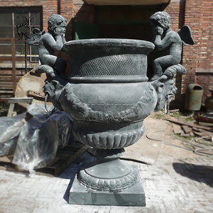 Outdoor Large Garden Metal Urns Planters Cast Iron Roman Angel Statue Flowerpot For Wholesale