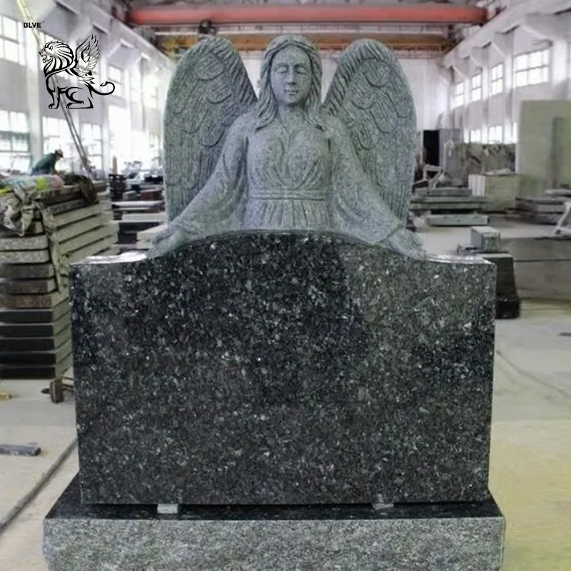 BLVE Chinese Factory Blue Granite Grave Stone Tombstone Natural Stone Cemetery Monuments Wholesale