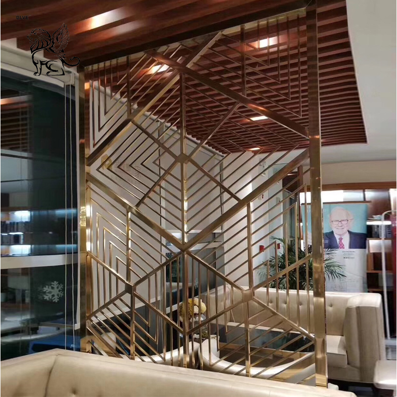 BLVE Luxury Design Indoor Laser Cut Panel Rose Gold Stainless Steel Screen And Room Divider