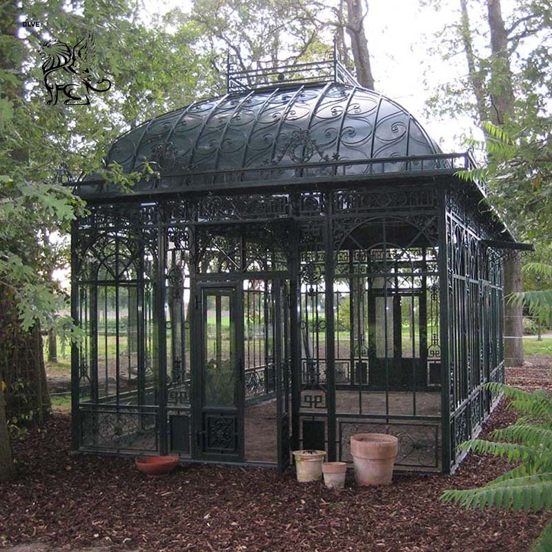 Modern Outdoor Decorative Large Metal Art Wrought Cast Iron Pavilion Gazebos With Dome