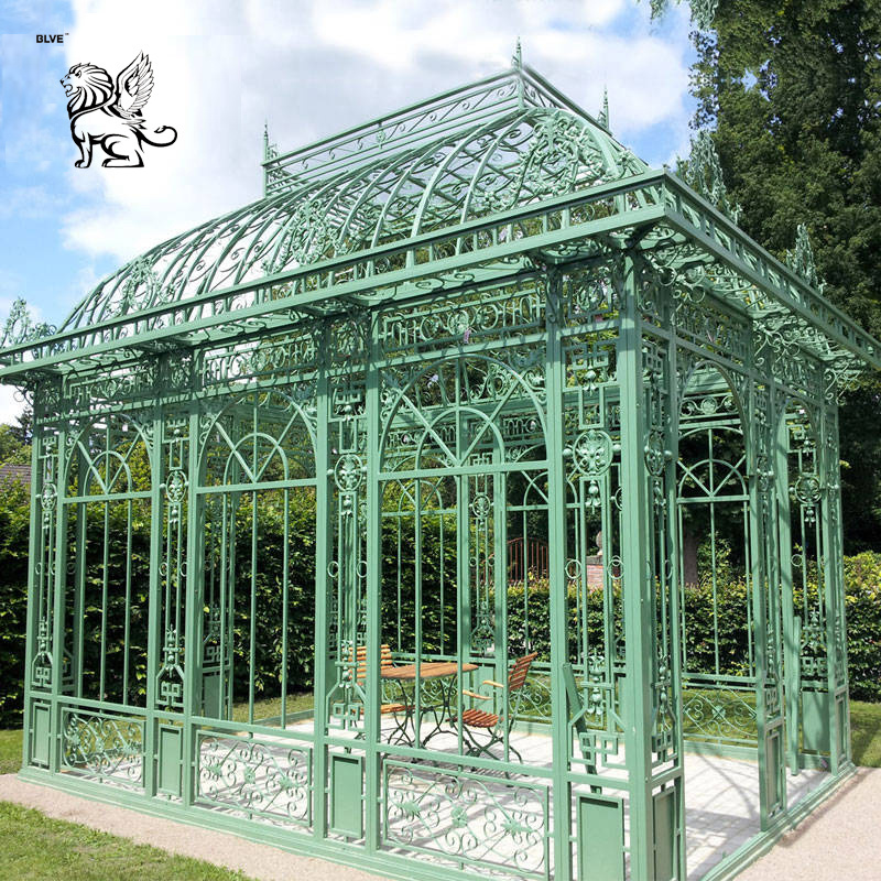 Modern Outdoor Decorative Large Metal Art Wrought Cast Iron Pavilion Gazebos With Dome