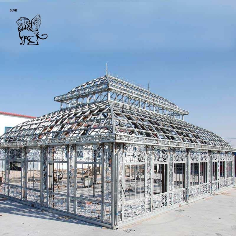 BLVE Customized Outdoor Garden Yard Decor Large Size Sunroom Green House Wrought Iron Gazebo Pavilion