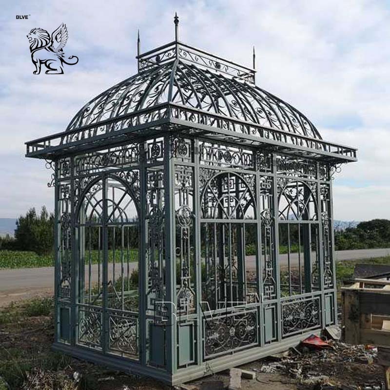 BLVE Customized Outdoor Garden Yard Decor Large Size Sunroom Green House Wrought Iron Gazebo Pavilion