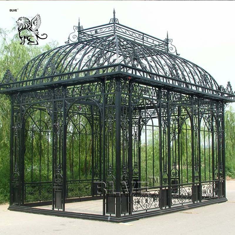 BLVE Customized Outdoor Garden Yard Decor Large Size Sunroom Green House Wrought Iron Gazebo Pavilion