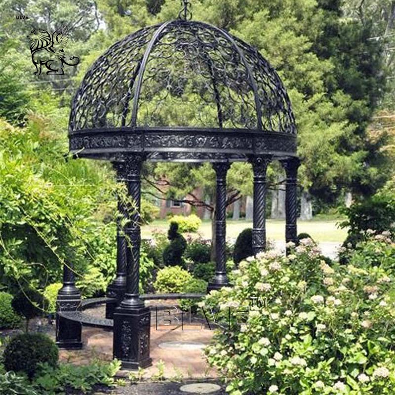 BLVE Large Outdoor Antique Decoration Garden Metal Iron Casting Pavilion Round Wrought Iron Dome Gazebo