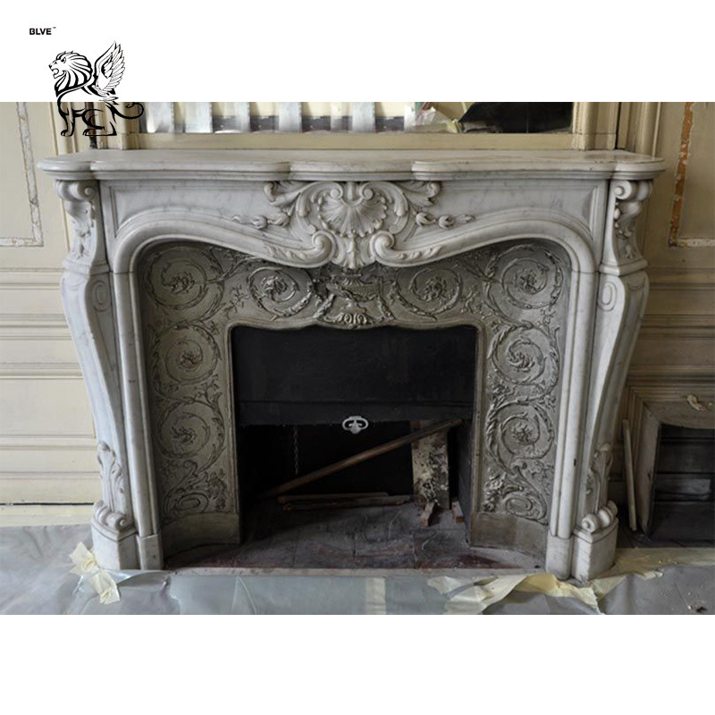 BLVE Classical Italian Natural Stone Marble Indoor Decoration Fire Place Customized Polished Design Fireplace Mantel MFJ-13