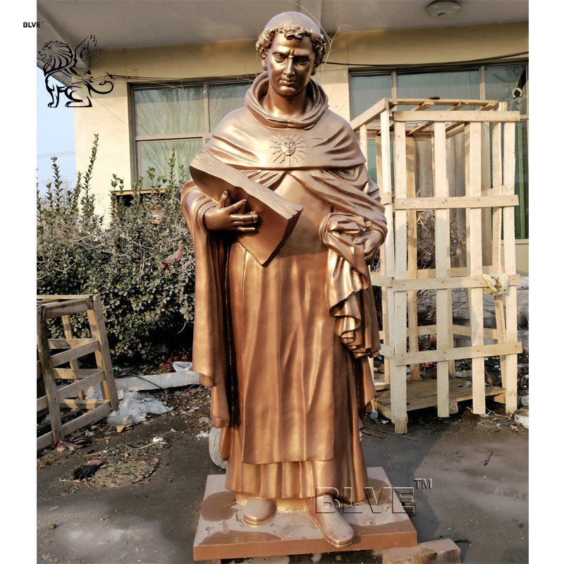 Life Size Outdoor Catholic Religious Metal Sculptures Casting Bronze Saint St. Lawrence Statue With Bible