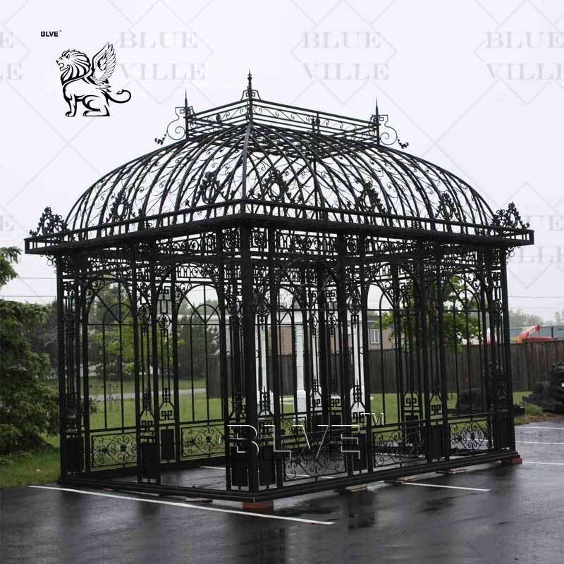 BLVE Large Outdoor Decoration European Style Garden Iron Casting Pavilion Sunlight Room Gazebo Metal Greenhouse