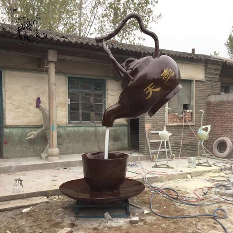 Outdoor Decorative Fountain Chinese Style Large Garden Art Metal Bronze Teapot Sculpture Water Fountain