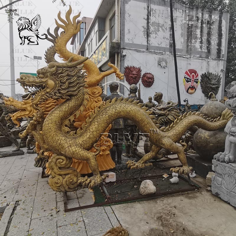 BLVE Outdoor Garden Casting Metal Mythical Animal Large Chinese Dragon Sculpture Bronze Dragon Fountains