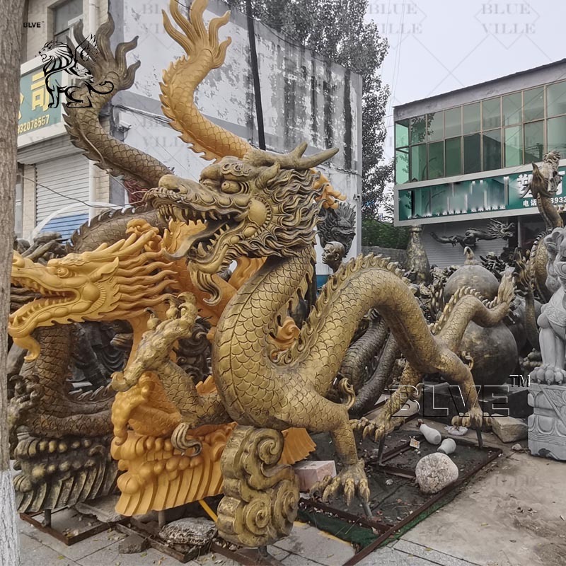 BLVE Outdoor Garden Casting Metal Mythical Animal Large Chinese Dragon Sculpture Bronze Dragon Fountains