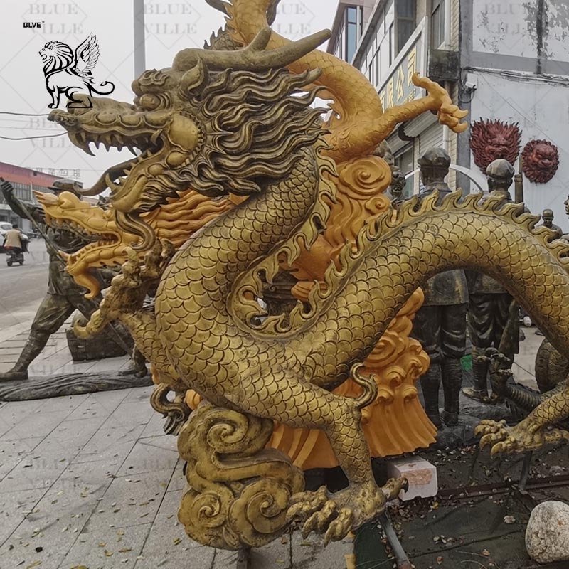 BLVE Outdoor Garden Casting Metal Mythical Animal Large Chinese Dragon Sculpture Bronze Dragon Fountains