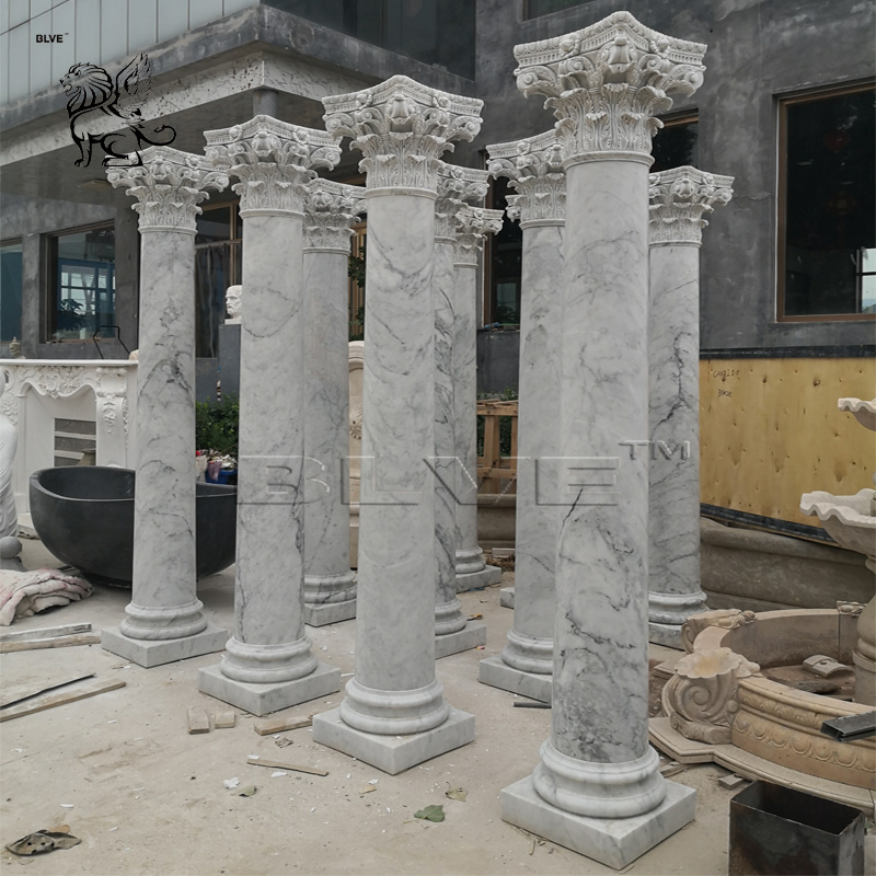 Modern Outdoor Garden Decoration Natural Stone Roman Pillar Carrara Marble Column For Sale