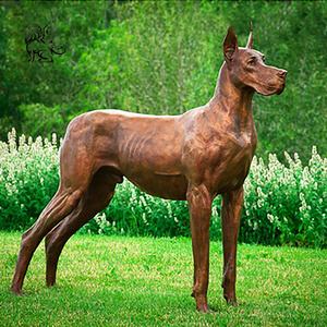 Famous European Style Life Size Garden Art Metal German Mastiff Great Dane Statue Antique Bronze Dogs Sculpture