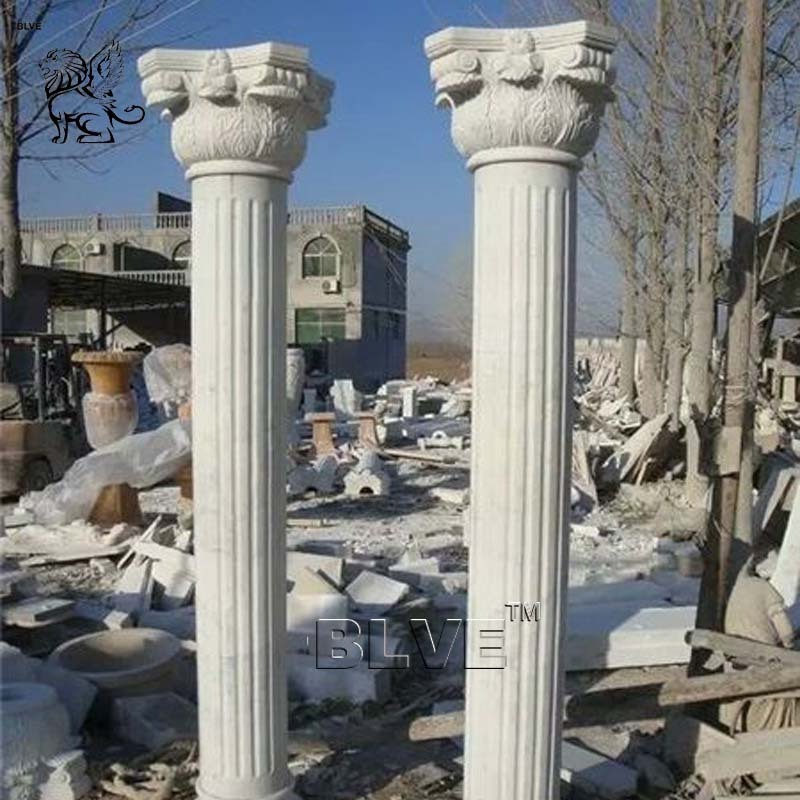 BLVE Construction Building Decor Greek Roman Style Marble Carving Natural Stone Pillars White Marble Column