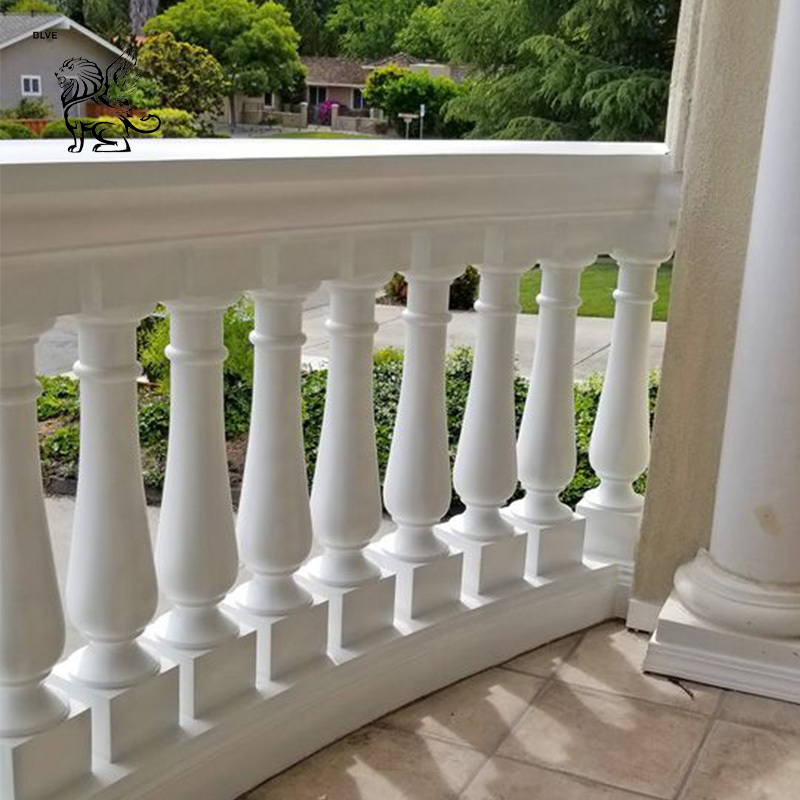 BLVE Spiral Staircase Stair Ralling Natural Stone Marble Handrail Marble Baluster Carved Indoor White Marble Balustrade MSHG-25