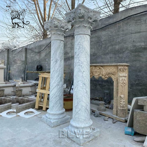 BLVE Handcarved Luxury Roman Greek Decorative Circular Columns Marble Corinthian Building Pillar Design for Home