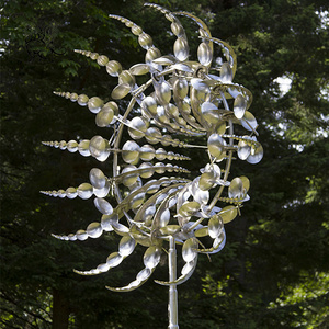 outdoor modern metal art large polished mirror stainless steel wind kinetic sculpture