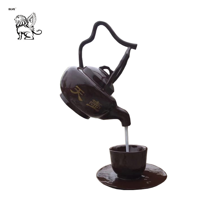 Outdoor Decorative Fountain Chinese Style Large Garden Art Metal Bronze Teapot Sculpture Water Fountain