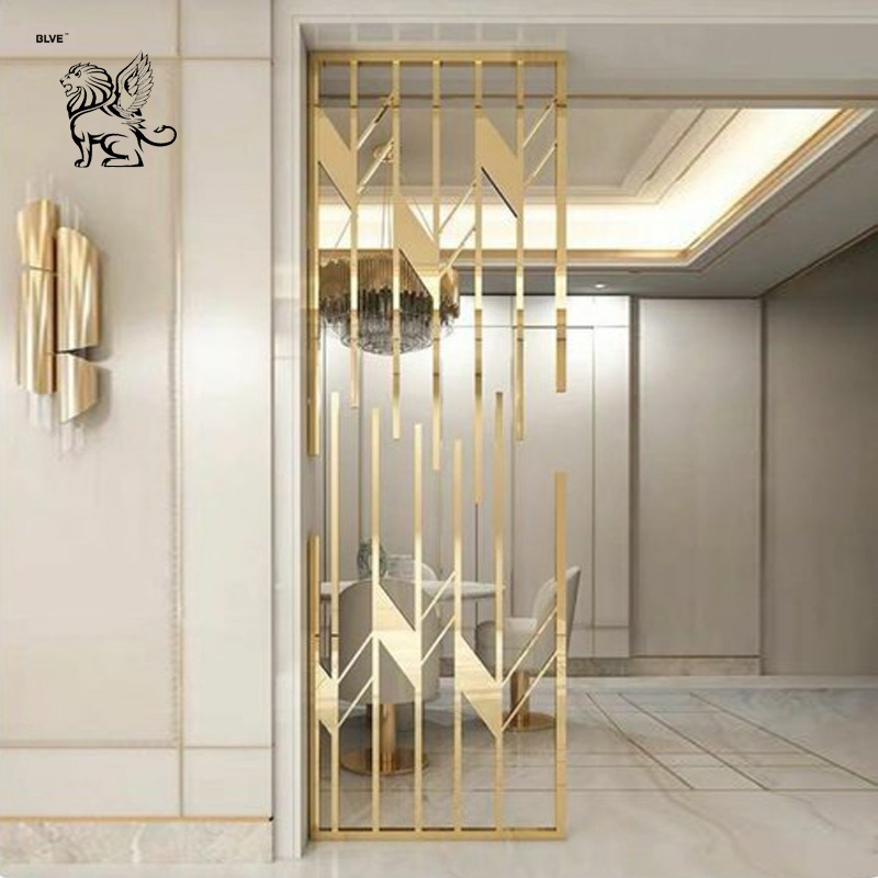 BLVE Luxury Design Indoor Laser Cut Panel Rose Gold Stainless Steel Screen And Room Divider