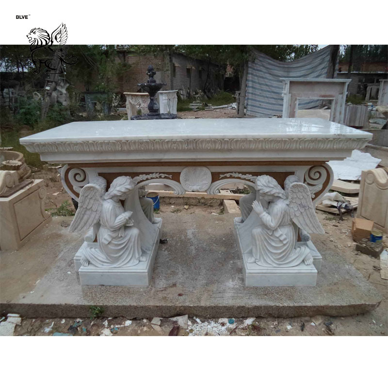 BLVE Custom Size Hand Carved Religious Altar Table Natural Stone Marble Church Altar