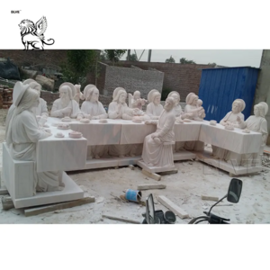 BLVE Outdoor Handcarved Life Size Catholic Christian Religious Church Jesus White Marble Statue Last Supper Sculpture