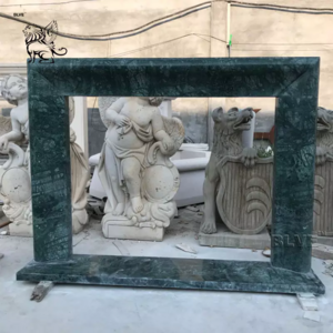 BLVE Indoor Luxury Home Decoration Freestanding Hand Carved Green Stone Fireplace Surround Marble Fireplace Mantle