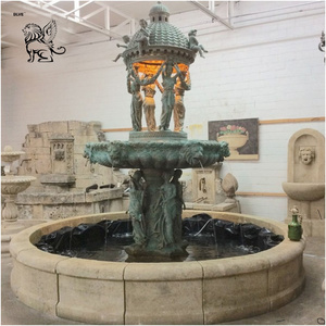 New design large size stone carved casting Outdoor bronze figure statue  water fountain sculptures for park decor  BFG-11