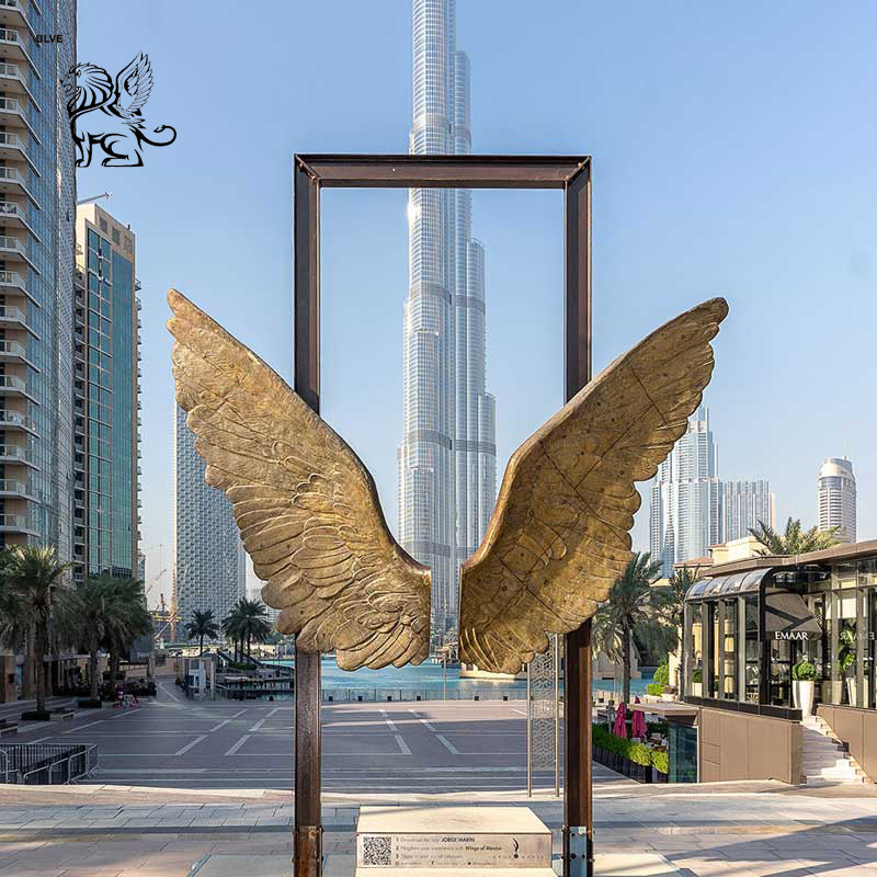 BLVE Outdoor Decoration Display Large Modern Art Copper Garden Metal Statues Abstract Angel Wing Bronze Sculpture