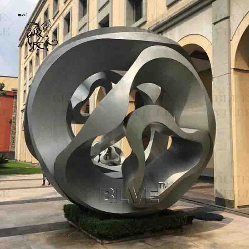 BLVE Custom Large City Art Modern Metal Abstract Sculpture Mirror Polishing Stainless Steel Flower Garden Statue