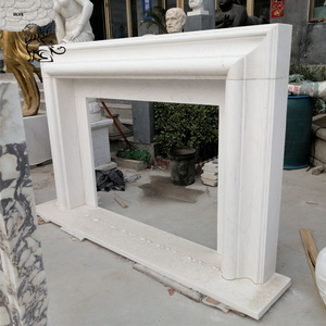 Decorative Indoor Freestanding Fire Place Mantel Hand Carved European Style Simple White Marble Fireplace