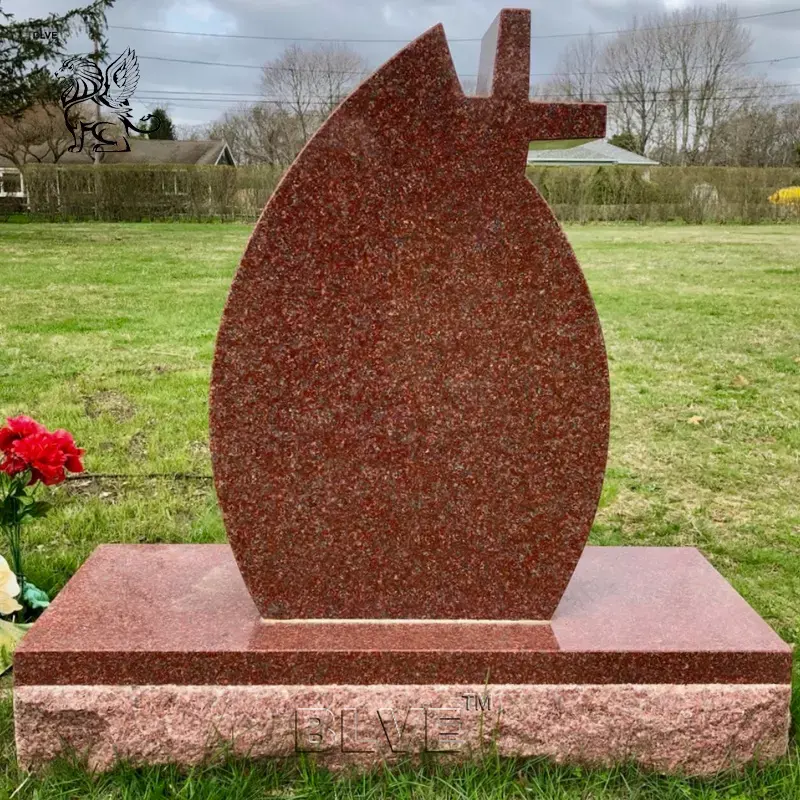 BLVE Custom European Style Modern Design Hand Carved Natural Stone Granite Monument Tombstone