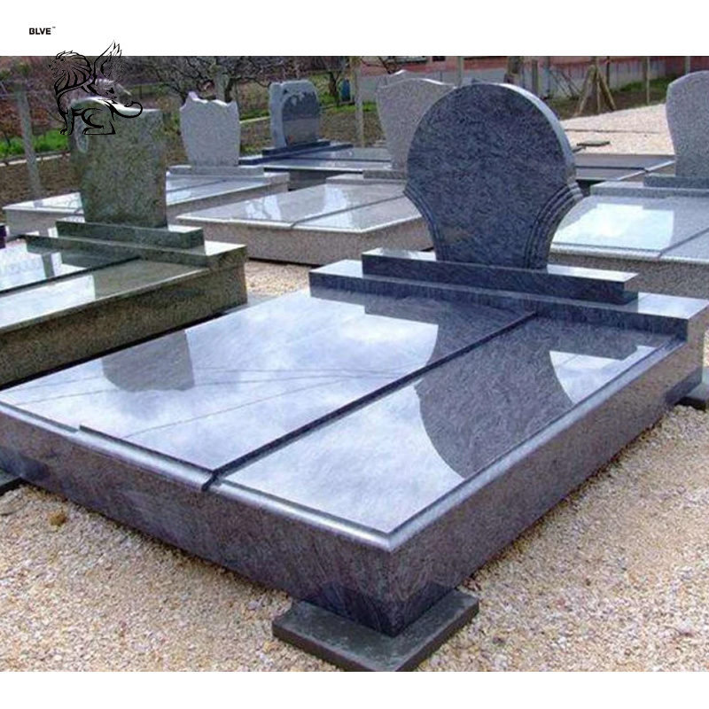 BLVE Chinese Factory Blue Granite Grave Stone Tombstone Natural Stone Cemetery Monuments Wholesale