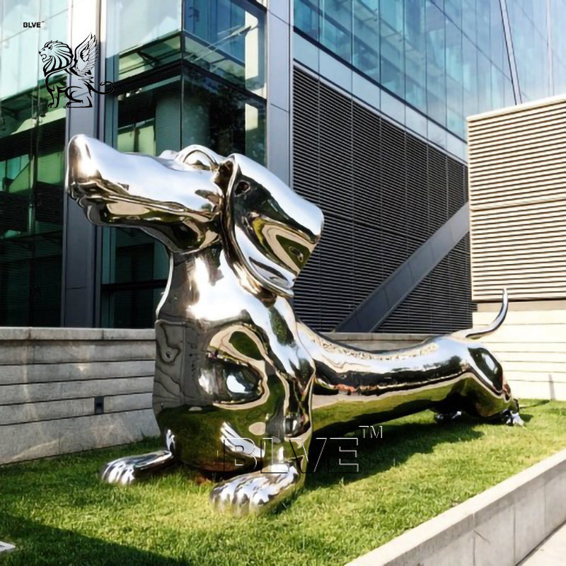 BLVE Custom Indoor Decoration Polished 304 Dog Statue Life Size Stainless Steel Greyhounds Sculpture For Home