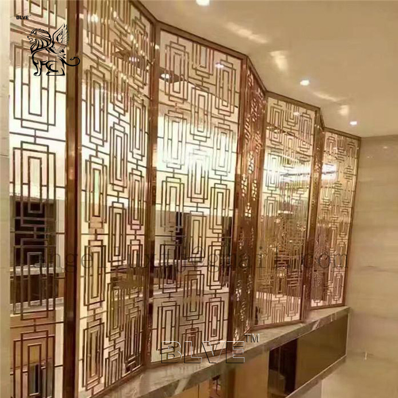 BLVE Stainless Steel Divider Laser Cut Privacy Screen Panels Indoor Decorative Room Divider Screen