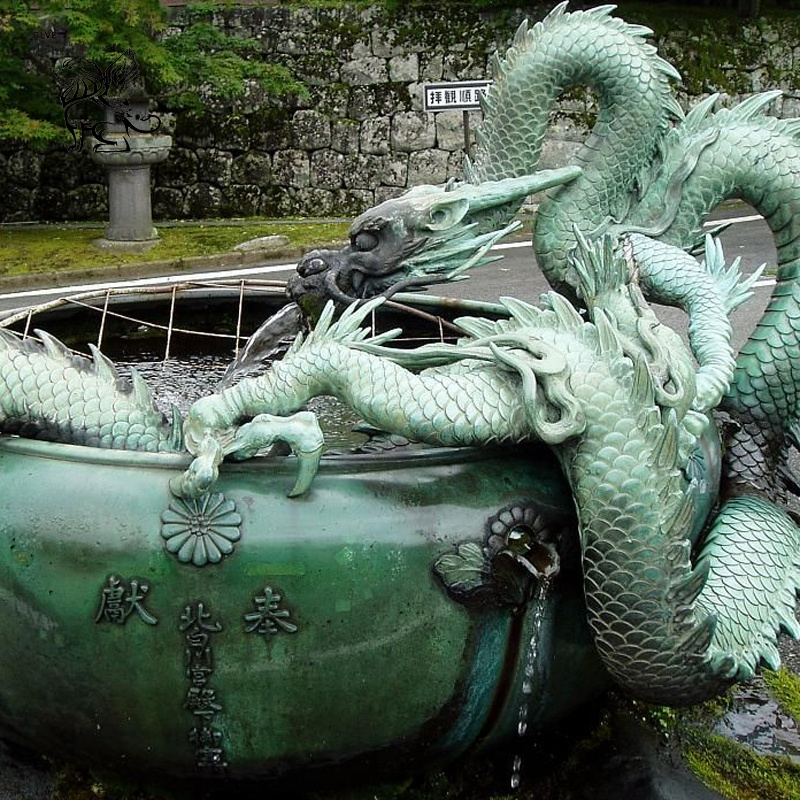 BLVE Outdoor Decoration Large Metal Chinese Feng Shui Animals Water Fountains Bronze Dragon Garden Fountain With Statue