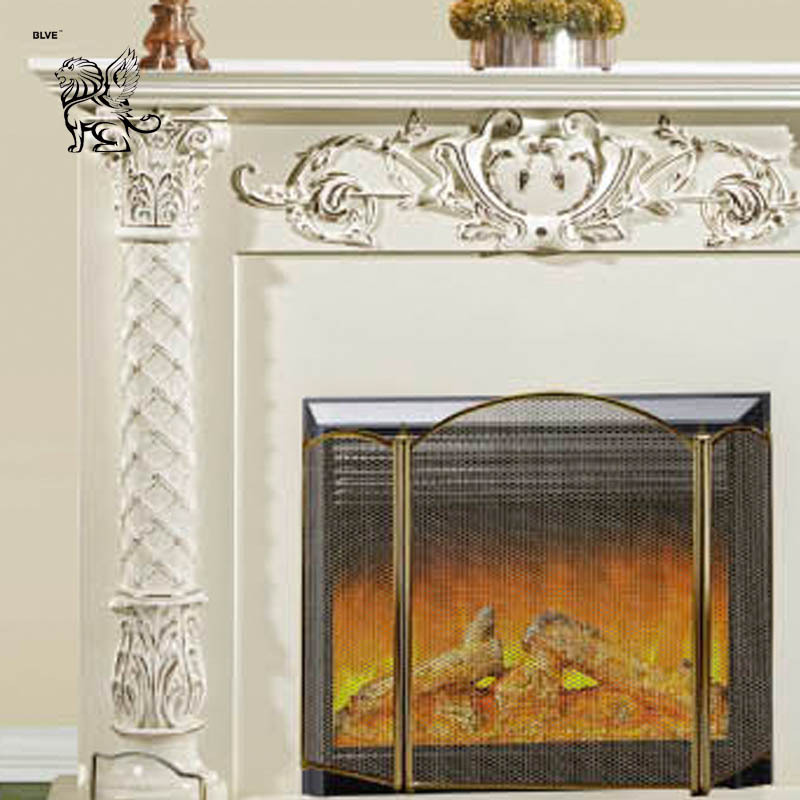 BLVE Modern Simple European Style Home Decoration Artificial White Wooden Fireplace Mantel Wood Indoor Fireplace