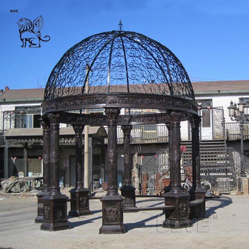 BLVE Large Modern Outdoor Decoration Metal Dome Iron Gazebos Pavilion Cast Iron Garden Gazebo For sale