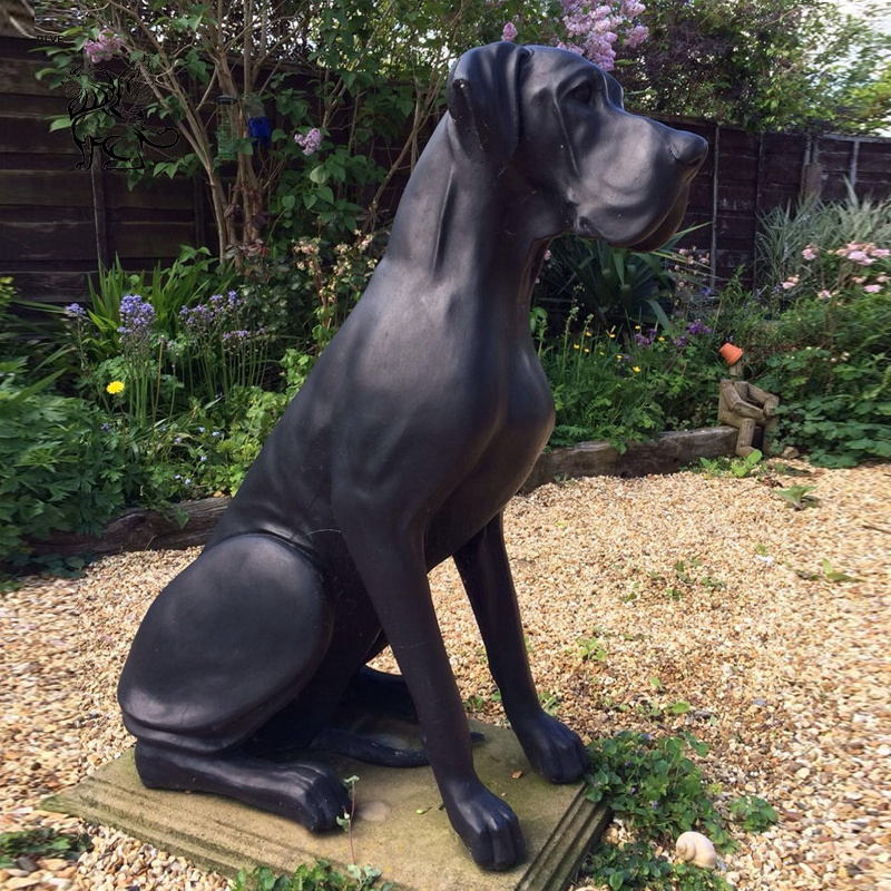 Famous European Style Life Size Garden Art Metal German Mastiff Great Dane Statue Antique Bronze Dogs Sculpture