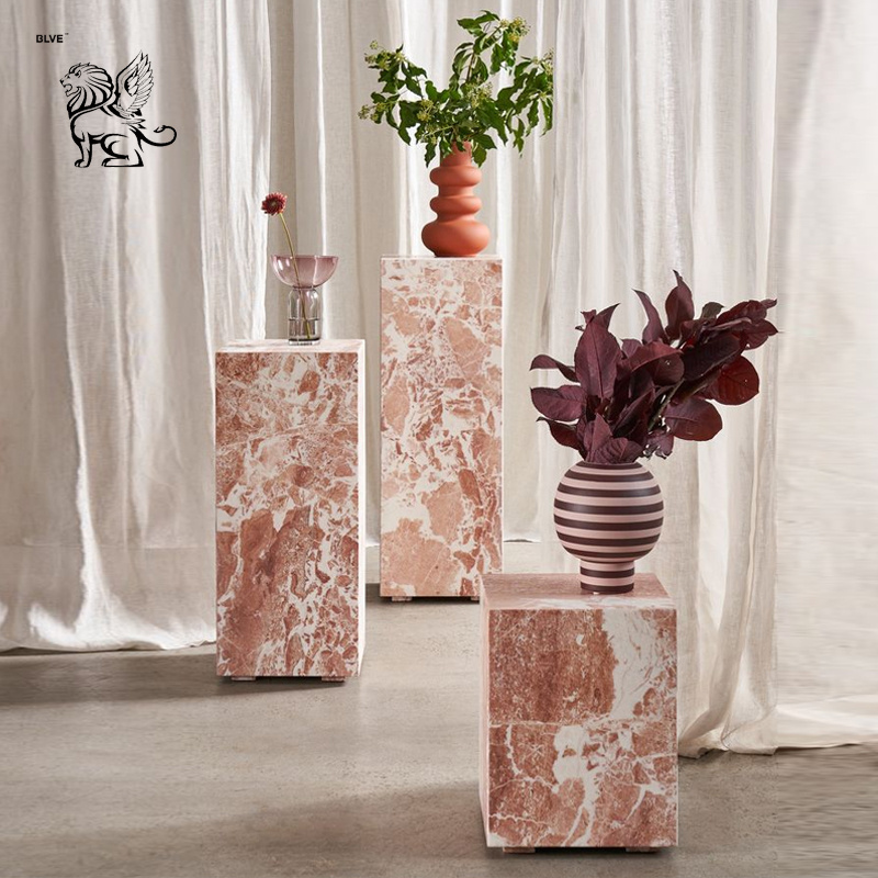 BLVE Customized Living Room Stand Table Marble Home Decor Flower Stand Display Marble Plinth Pedestal