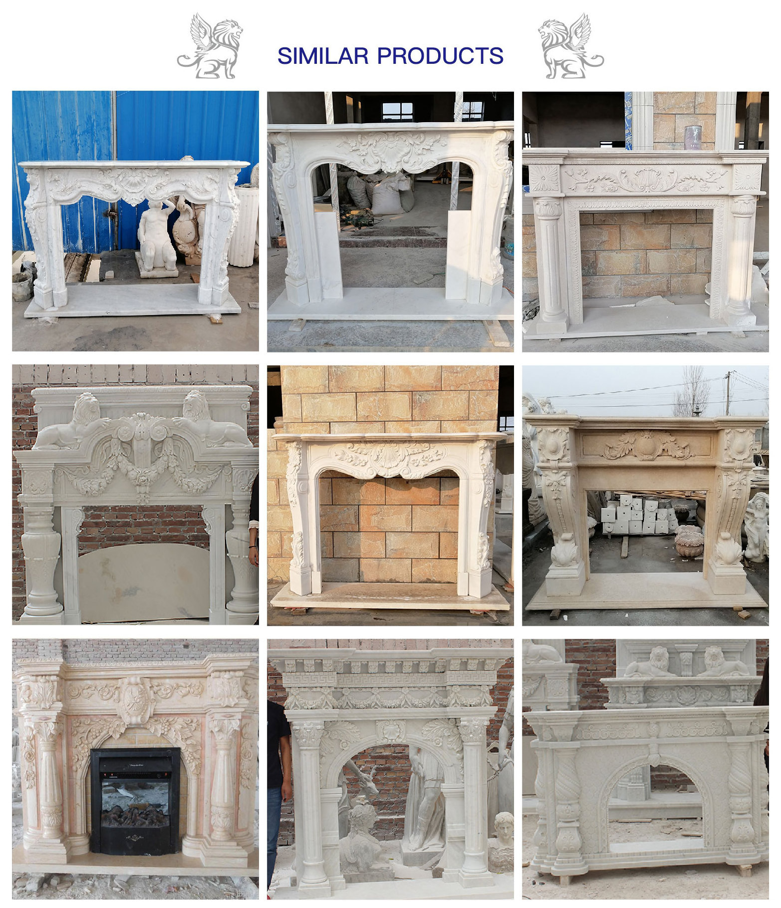 BLVE Indoor Home Villa Decoration Freestanding Hand Carved Stone Fireplace Surround White Marble Fireplace Mantle