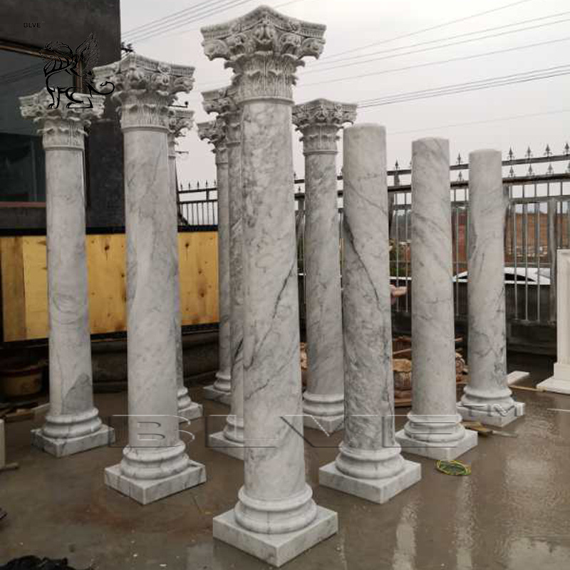 Modern Outdoor Garden Decoration Natural Stone Roman Pillar Carrara Marble Column For Sale