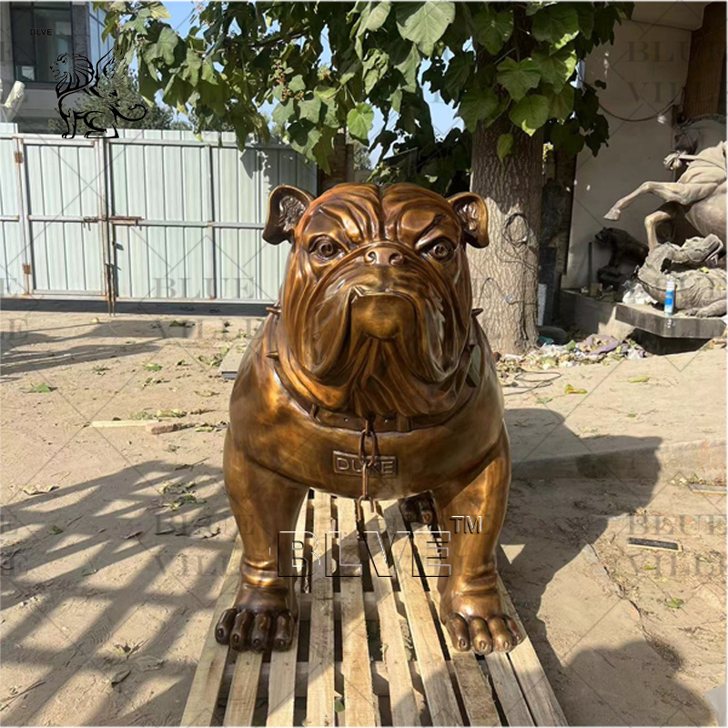 BLVE Modern Art Garden Decoration Large Size Animal Metal Sculpture Bronze French Bulldog Statues