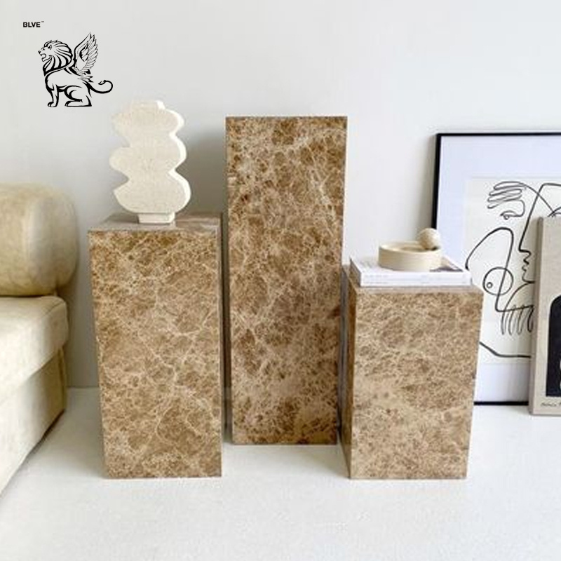 BLVE Customized Modern Living Room Marble Plinth Calacatta Viola Marble Coffee Table Side Table Pedestal Display Stand