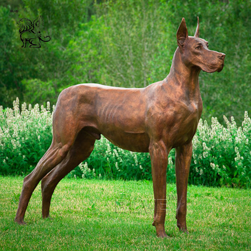 BLVE Modern Art Garden Decoration Denmark Famous Animal Metal Sculpture Life Size Dog Bronze Great Dane Statues