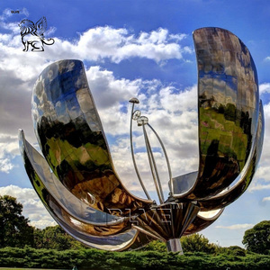 BLVE Custom Large City Art Modern Metal Abstract Sculpture Mirror Polishing Stainless Steel Flower Garden Statue