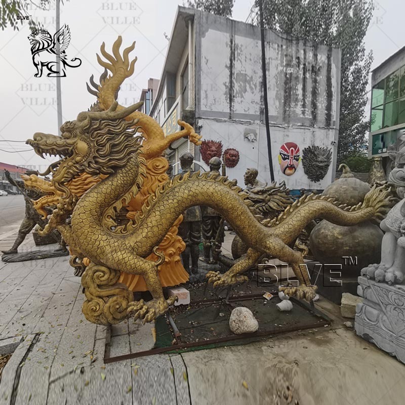 BLVE Outdoor Garden Casting Metal Mythical Animal Large Chinese Dragon Sculpture Bronze Dragon Fountains